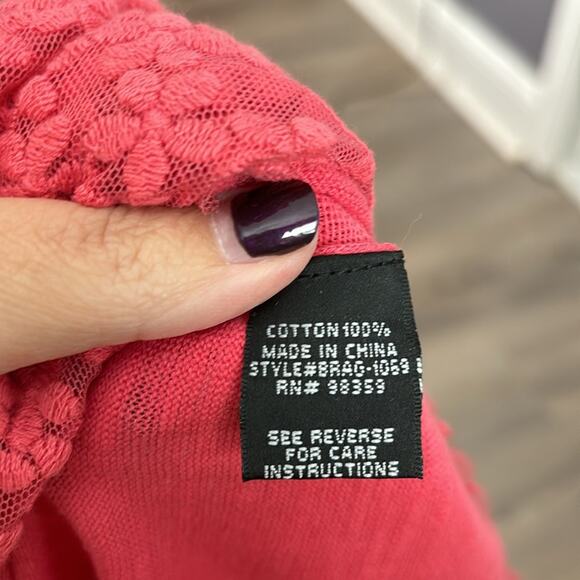 Mia Maddison Pink Lightweight Long Sleeve Sweater Lace Bottom Size Medium - Picture 7 of 9